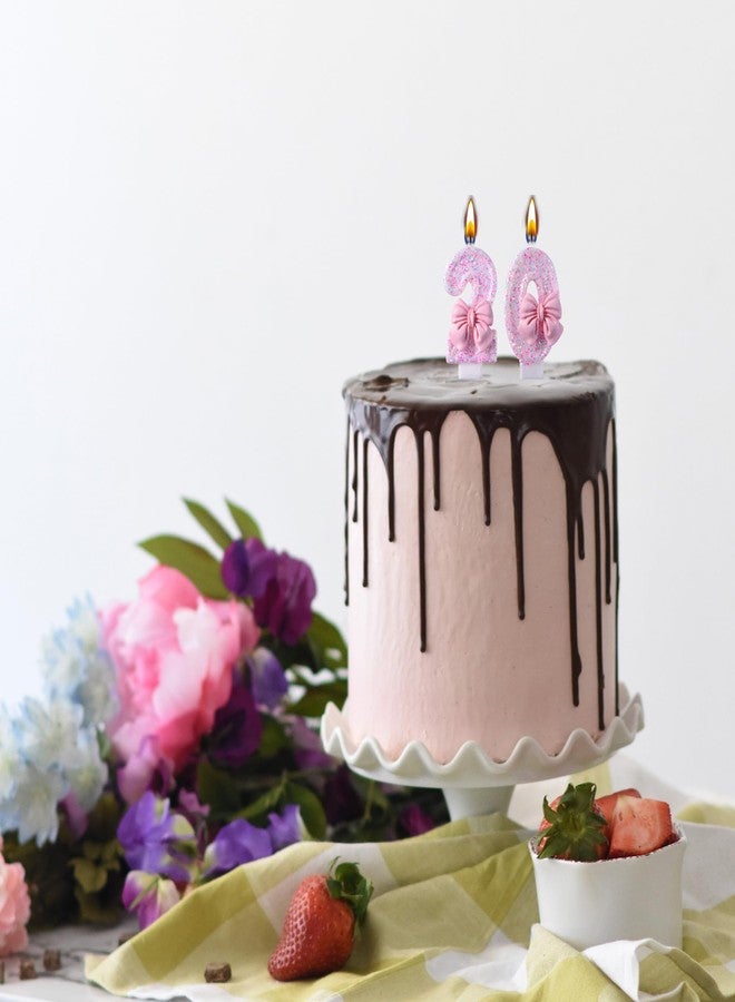 VSHILI 20th Birthday Candles, Pink 20 Year Old Number Birthday Candles for Women, Happy Birthday Party Cake Topper Decoration Gifts for 20th Wedding Anniversary Celebration - Image 5